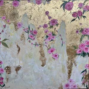 Floral Artwork | Gold leaf Flower Painting