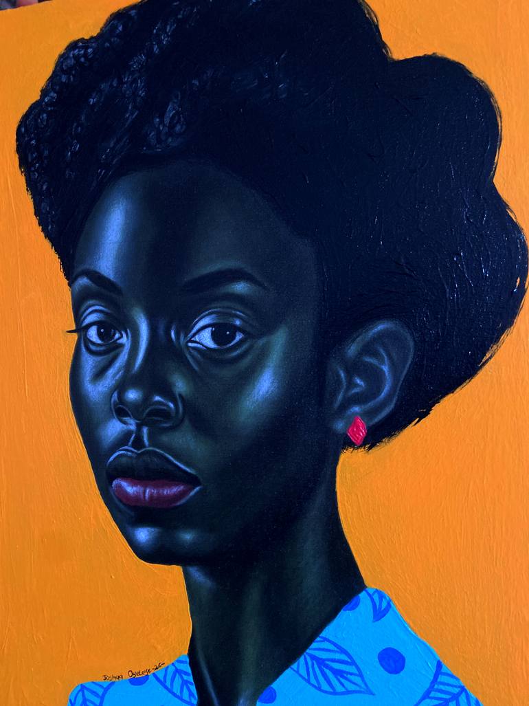 Original Portraiture Women Mixed Media by Joshua Oyeleye