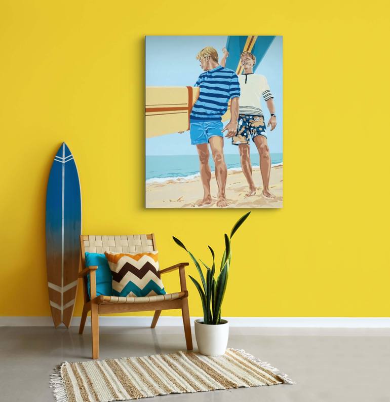 Original Figurative Beach Painting by Phil Bower