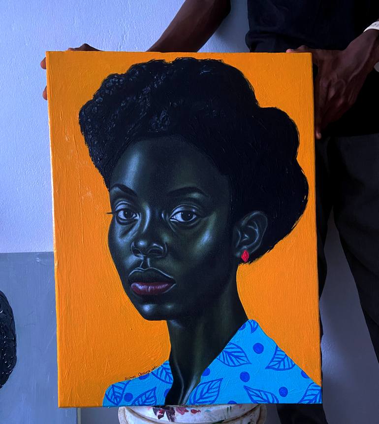 Original Portraiture Women Mixed Media by Joshua Oyeleye